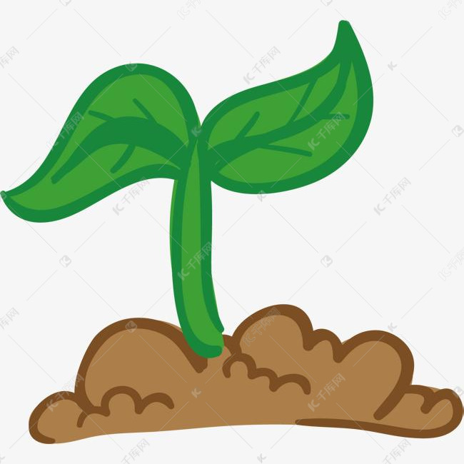 绿色植物生长卡通插画的素材免抠绿色植物叶子土壤生长养分