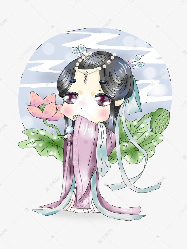 手绘厚涂原创古风人物唯美png