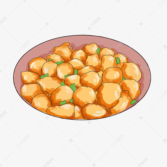 插画手绘肉丸子图