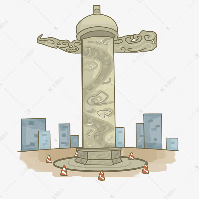 手绘大连星海广场插画