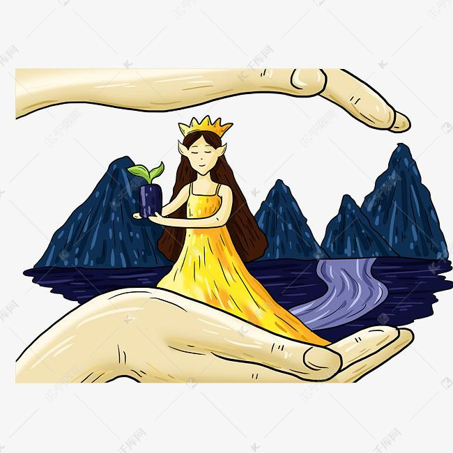 手绘卡通梦幻世界双手
