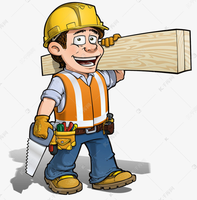 卡通人物可爱插图装修工人木工