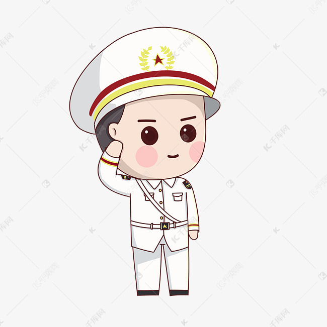 建军节敬礼卡通军人