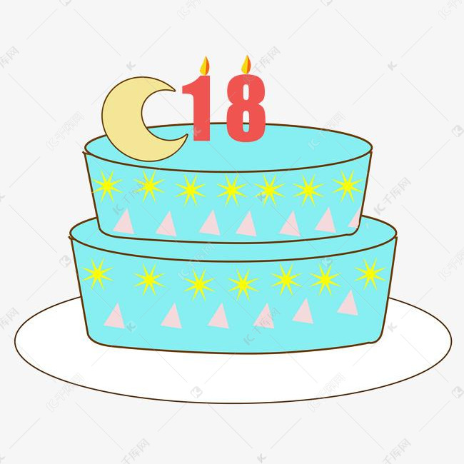 18岁生日蓝色双层奶油蛋糕