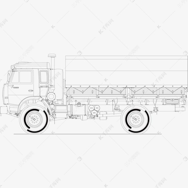 大卡车矢量线描卡车货车