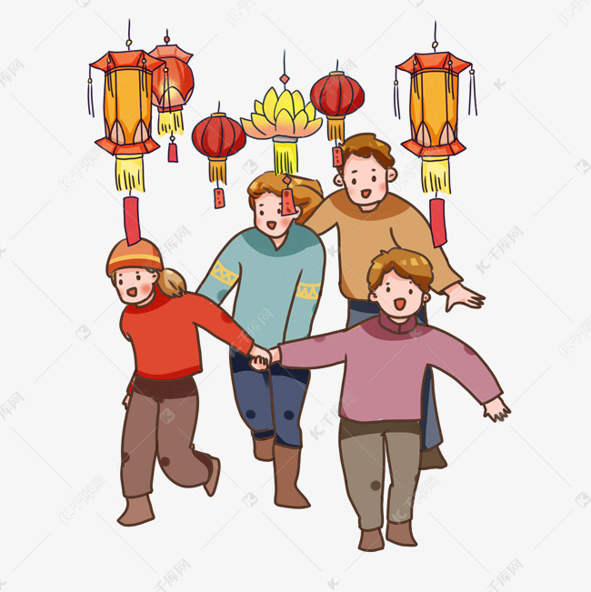 免抠元素 手绘卡通 新年元宵节猜灯谜版权可商用有保障