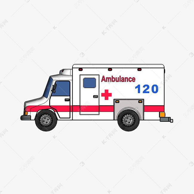 医院救护车120插画
