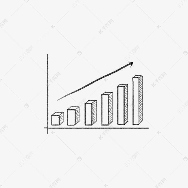 线性增长趋势图q版简笔手绘线条