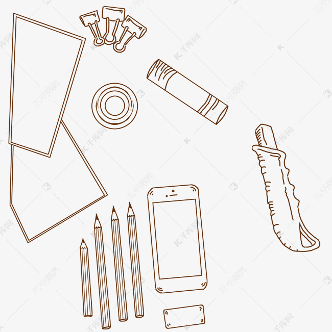线描文具铅笔插画素材图片免费下载-千库网