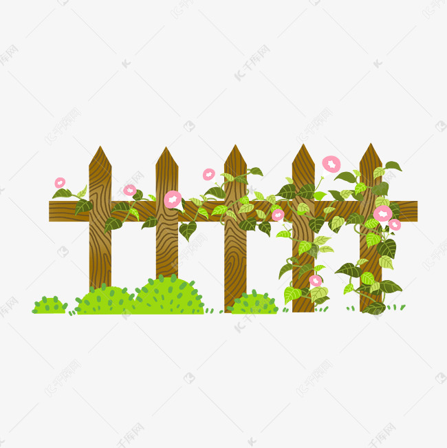 春天栅栏牵牛花png下载