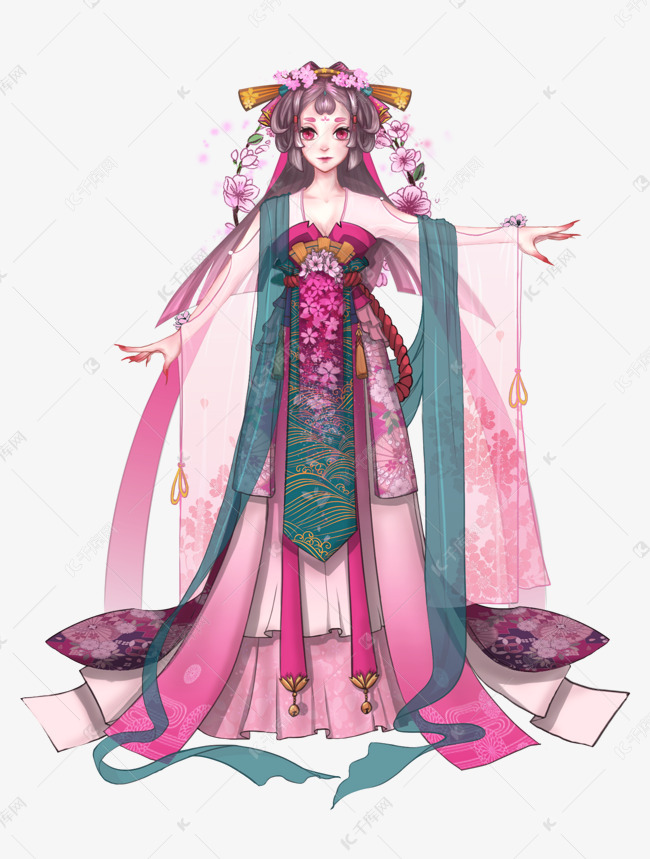 手绘游戏原画人物设定可爱花妖