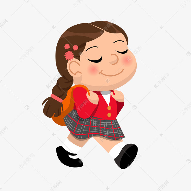 卡通可爱背书包的女孩