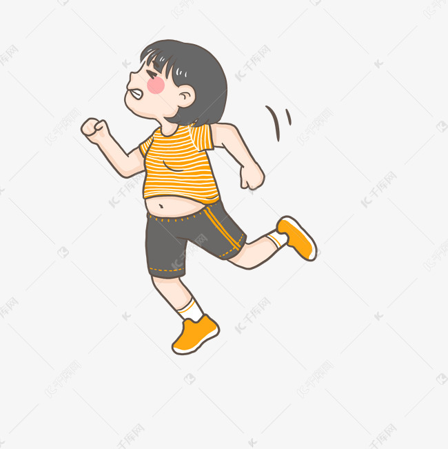 跑步减肥的胖女孩png