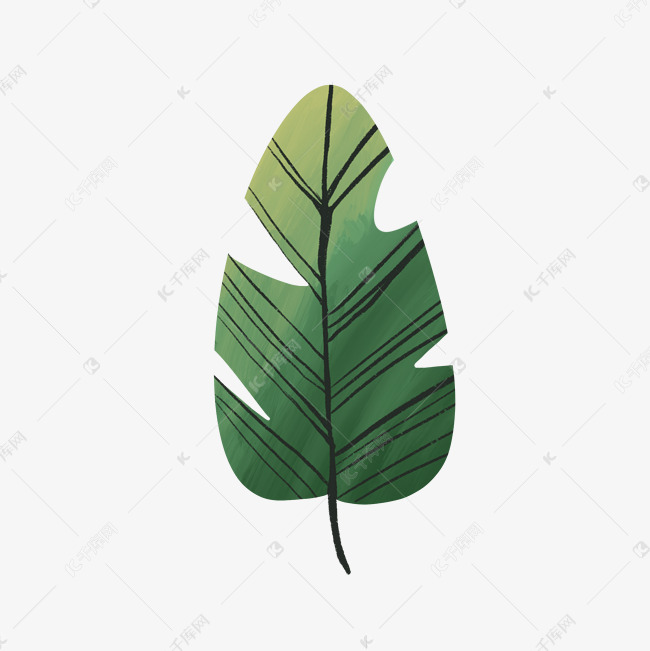 叶子手绘油画风格素材