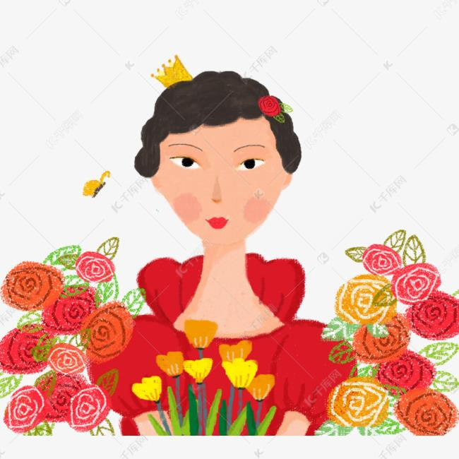 三八妇女节粉红红色女王节美丽如花女人png插画素材