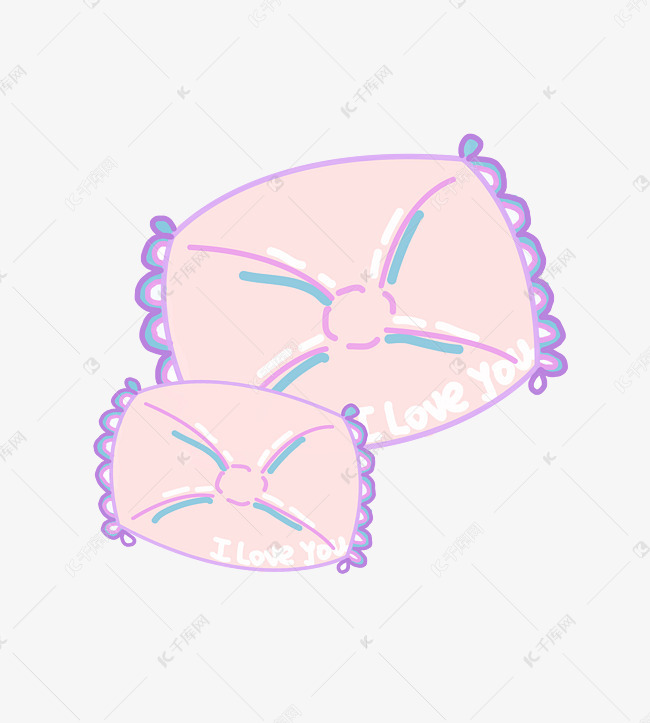 手绘生活用品粉色枕头插画