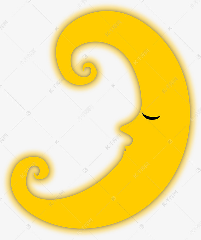 熟睡的黄色月亮装饰矢量透明png