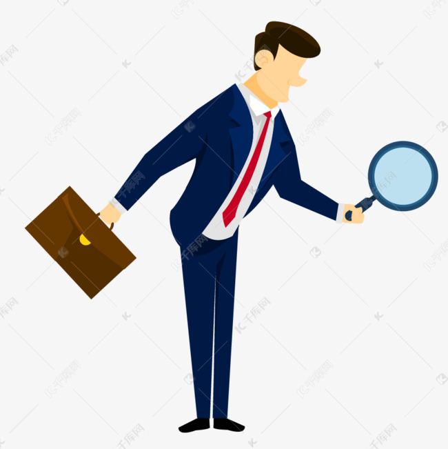 拿着放大镜的商务男士素材图片免费下载_高清png_千库