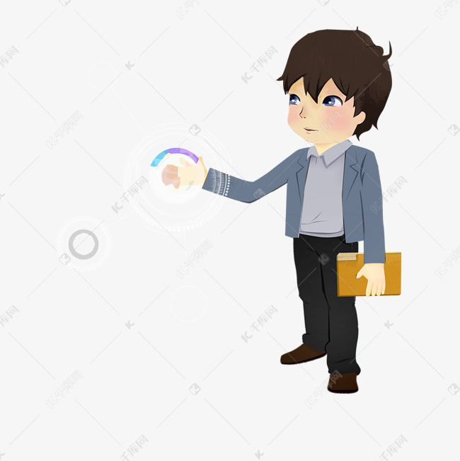 伸手握手的卡通小男孩免抠图
