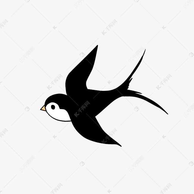 黑色的燕子手绘插画