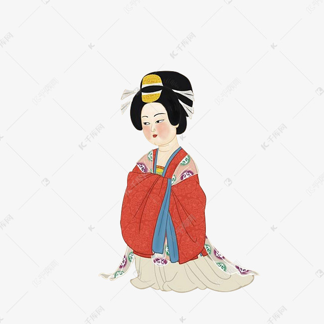 卡通唐朝仕女图素材