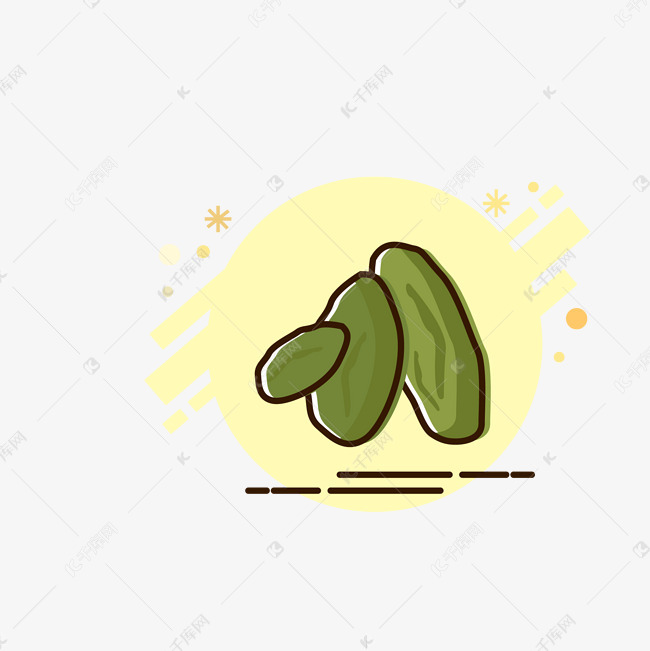 暖色调夏日葡萄干坚果扁平化图案
