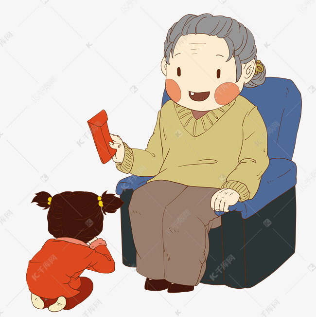 慈爱的奶奶手绘插画
