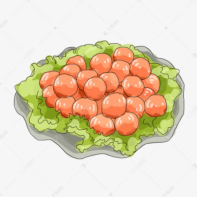 插画手绘肉丸子图