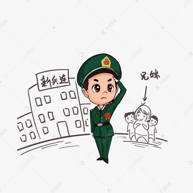 卡通参军的新兵素材
