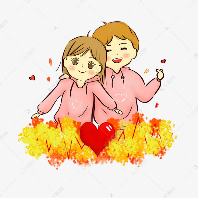 情人节卡通情侣合照