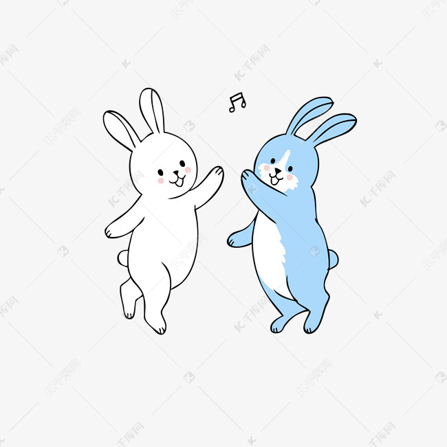 可爱卡通跳舞的兔子