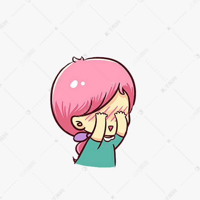 卡通双手捂眼害羞的女孩素材的素材免抠害羞红晕双手捂眼害羞表情卡通