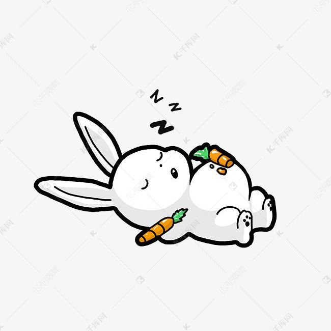 手绘睡眠日兔子插画