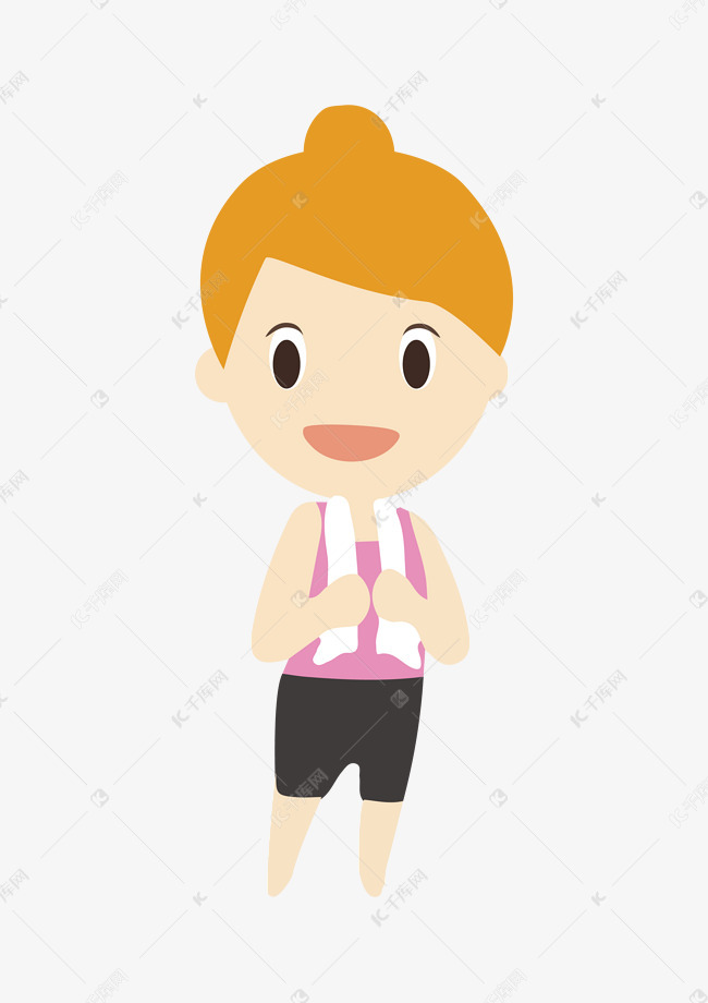 假期锻炼健身可爱女孩卡通形象p