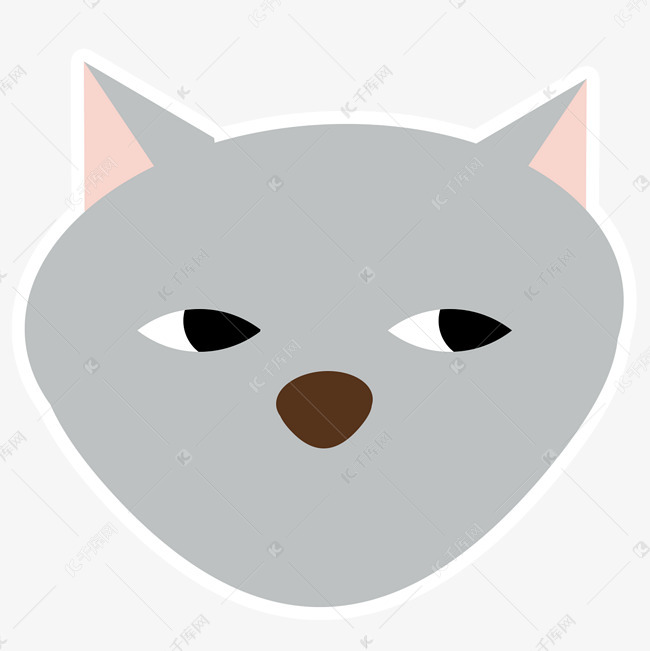 灰色创意小狐狸头像元素