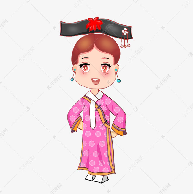q版中国古代满族服饰可爱手绘小