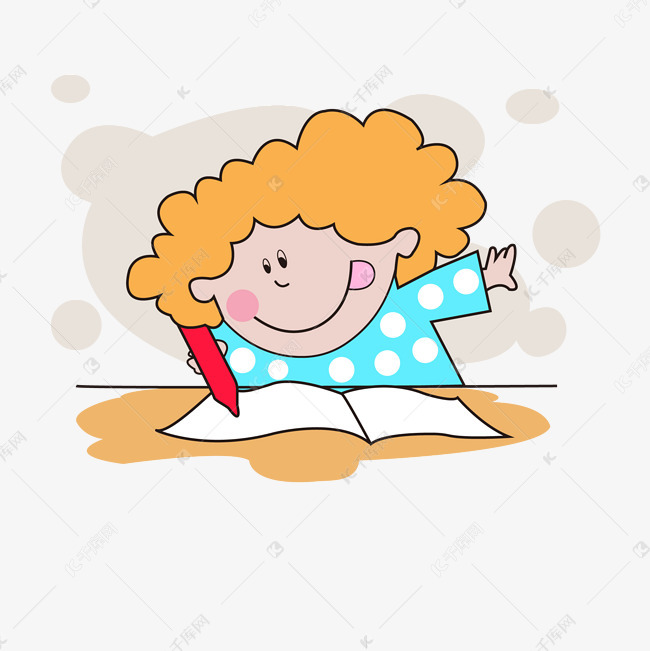 开学季小学生写字手绘矢量图