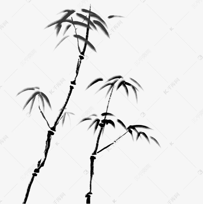 水墨风竹子装饰免扣素材