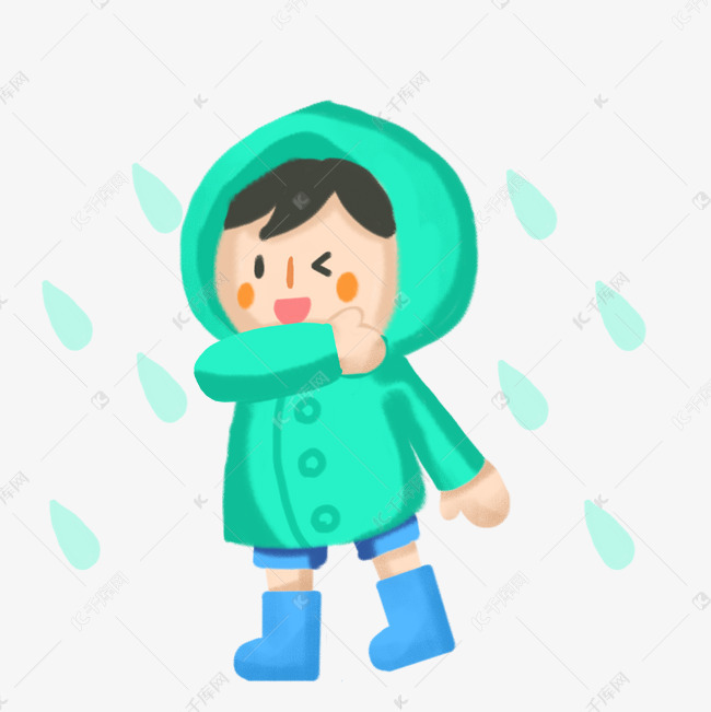 穿雨衣的小孩子卡通素材免费下载