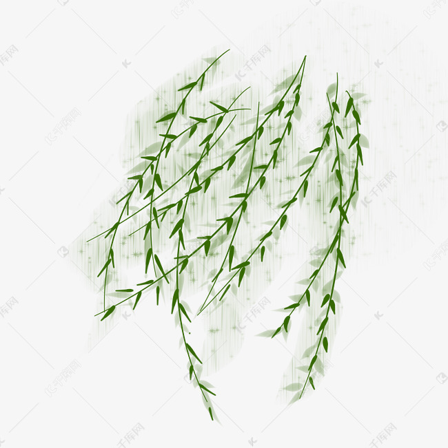 柳树飘春天到手绘装饰