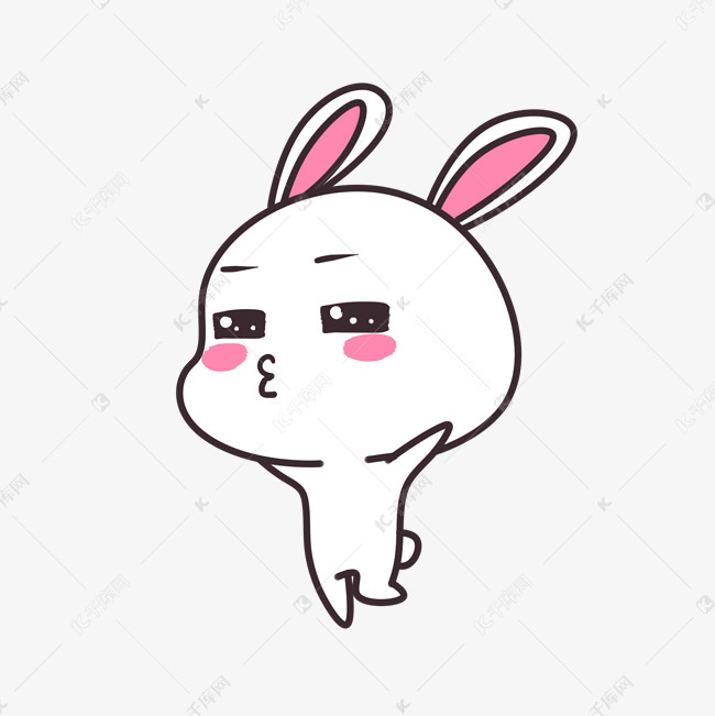 手绘亲亲小白兔插画