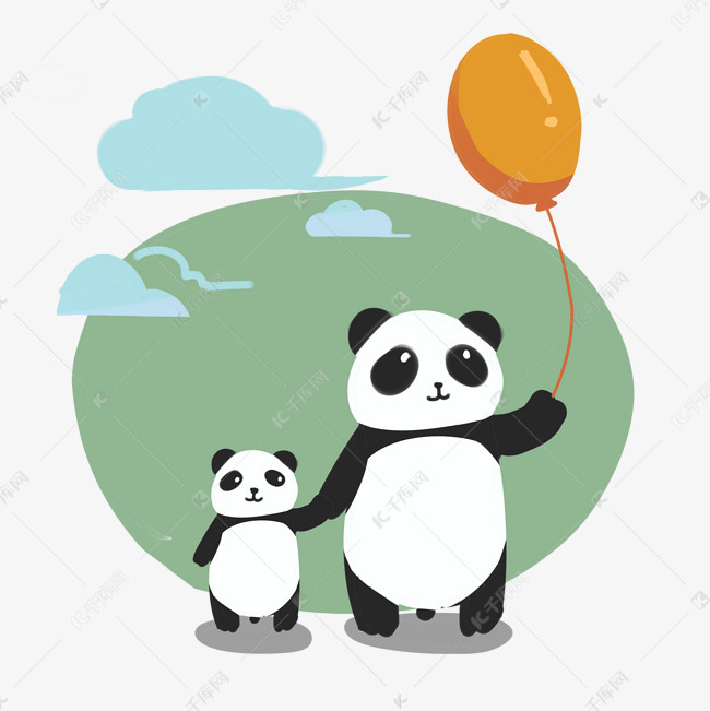 卡通儿童熊猫动物插画