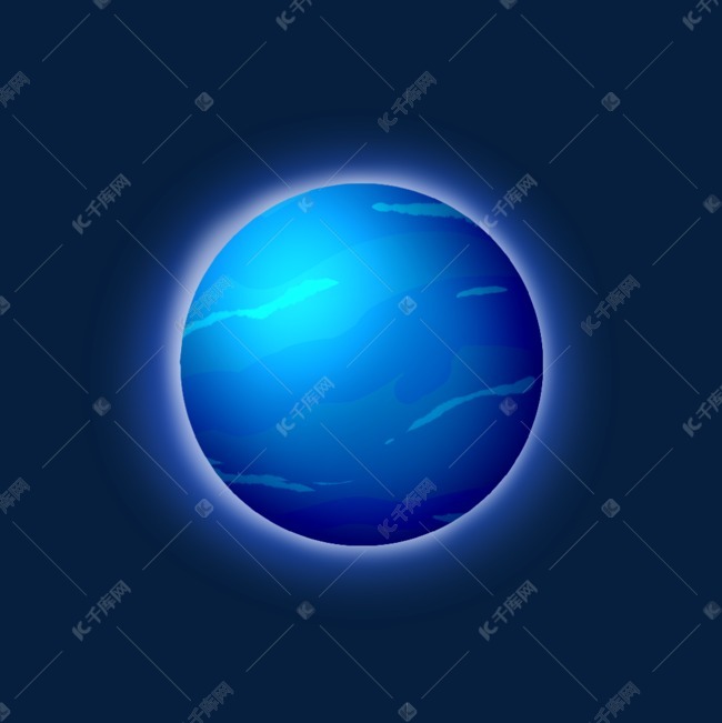 深蓝色发光水星星球