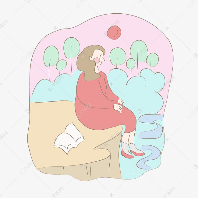 手绘a女孩春天女孩与女生漫画风景繁尿频晚上图片
