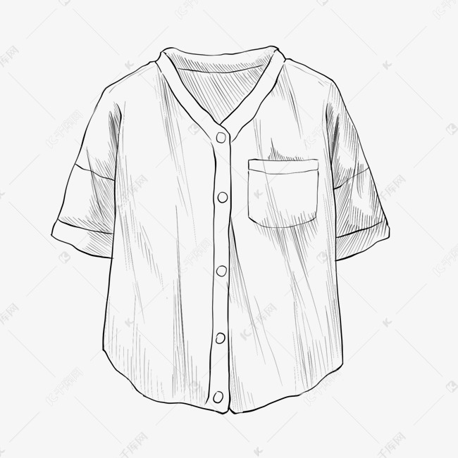 线条系扣子衣服插画