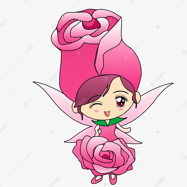 卡通玫瑰仙子梦幻素材
