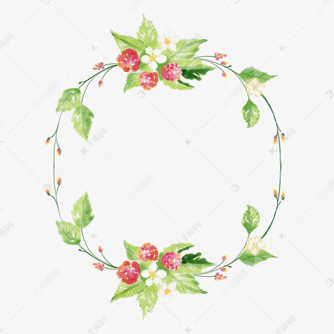 红莓草莓水彩小清新边框