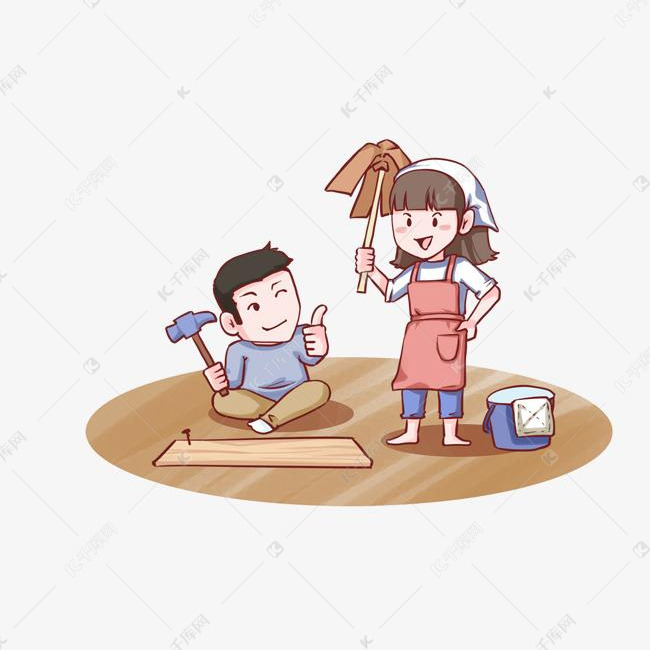 女神节打扫卫生的夫妻