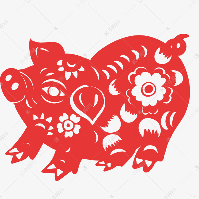精美小猪花样剪纸