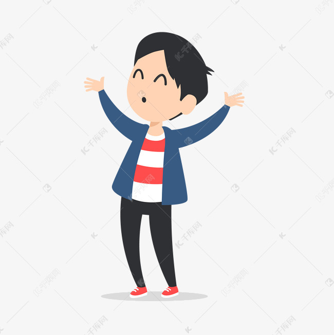 开心的小男孩卡通插画